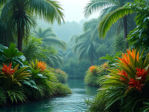 Lush, green landscape during Miami's wet season with rain-kissed foliage and vibrant growth.